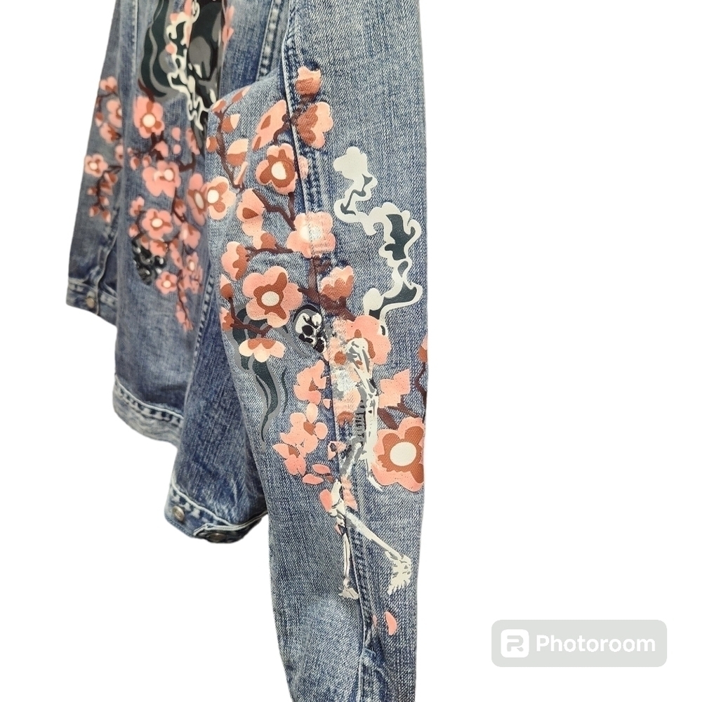 DOPE Floral Denim Jacket Sz.XL - Picture 4 of 6